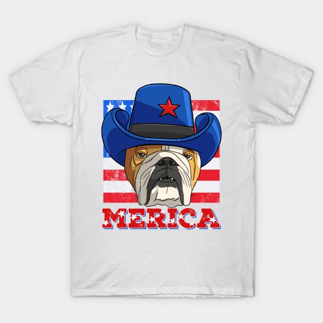 English Bulldog Merica T-Shirt by Noseking